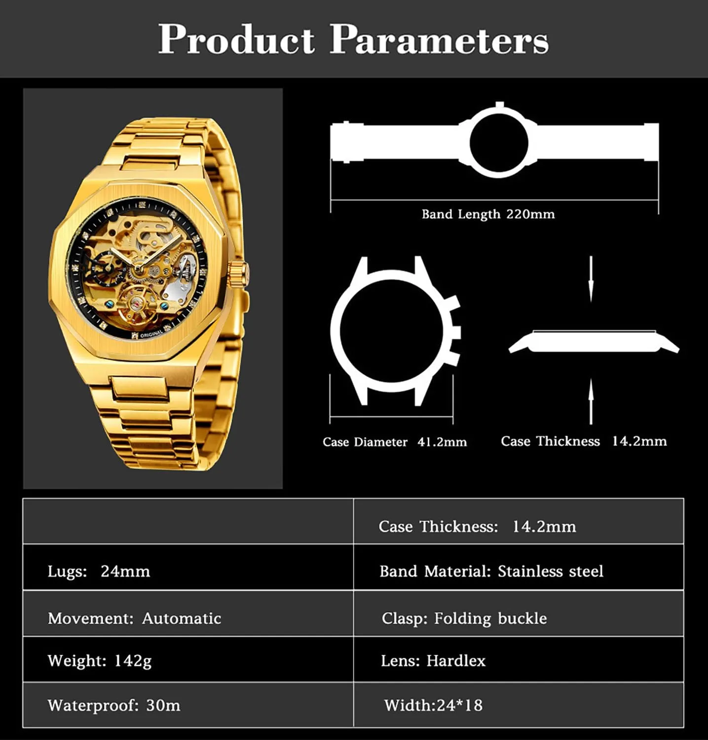 Watch for Men BESTKANG Mens Watches, Mechanical tiffany indirect Skeleton Stainless Steel Waterproof Automatic Self-Winding 