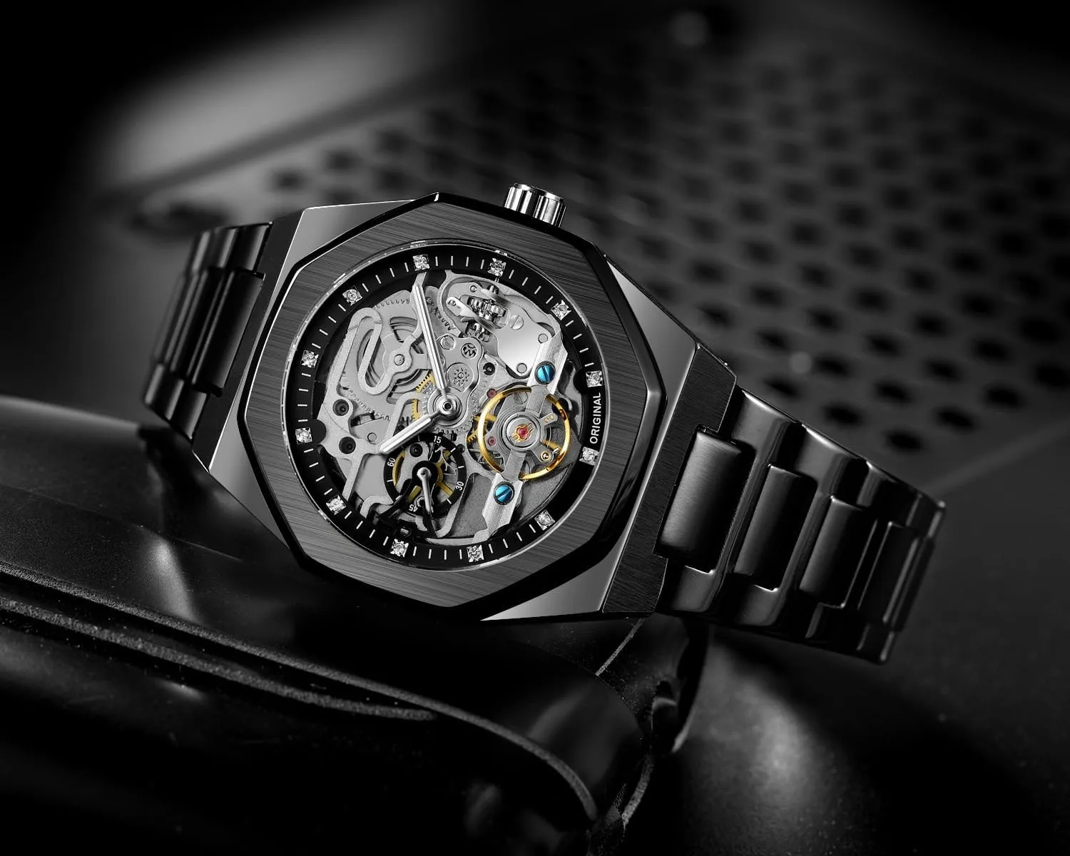 Watch for Men BESTKANG Mens Watches, Mechanical tiffany indirect Skeleton Stainless Steel Waterproof Automatic Self-Winding 