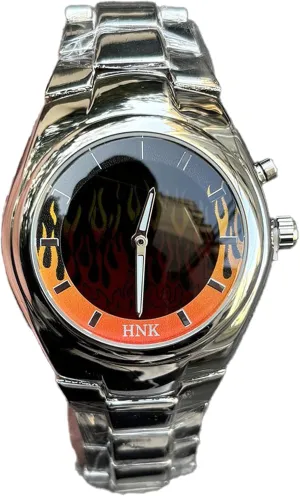 Watch for Men CARLIEN Men's Flame Dial Watches - Trendy Analog Quartz Watch with Dynamic Fire Design, Stainless Steel Band, Unique welcome rubble educate festival Fashion Luminous Wrist 
