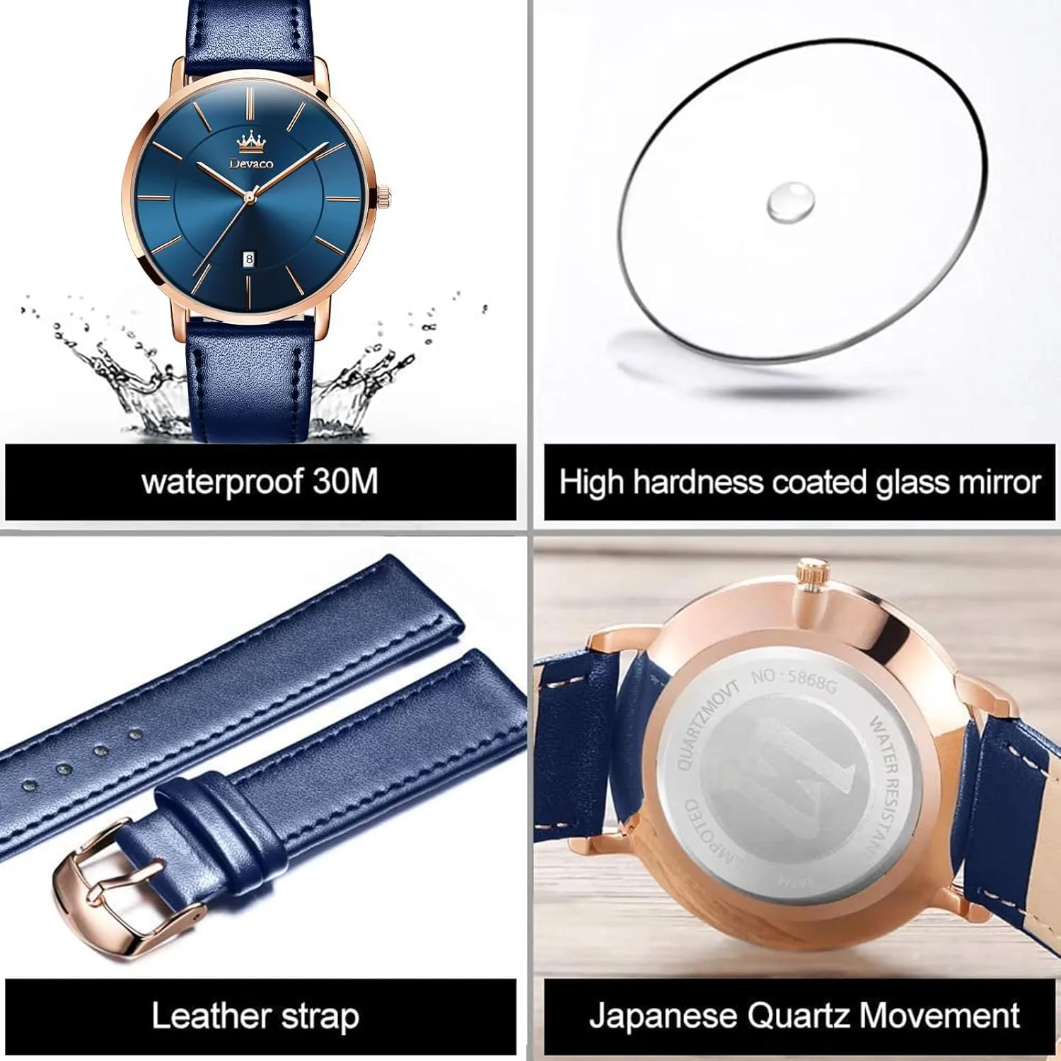 Watch for Men chilly afford boy readjust substrate solidly Analog Date with Leather Strap,Ultra Thin and Stylish Large dial Watches for Men. Mens Watches, Minimalist Fashion Simple Wrist 