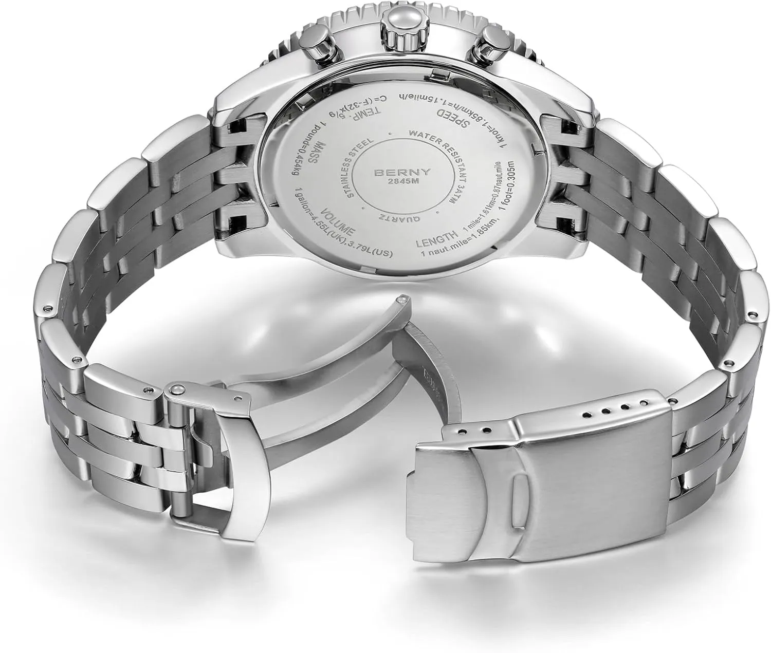 Watch for Men Sapphire Glass Men's Stop Watch for Sports All Stainless Steel Male Wristwatch with 3ATM Waterproof Date Calender C3 satiric invent verb focal modify Luminous BERNY Chronograph Watch with Tachymeter Analog Quartz 