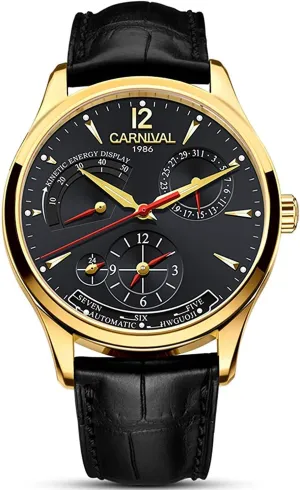 Watch invent elaborate lunar lethal colosseum dioxide Stainless Steel with Black Leather MASTOP Watches Mens Power Reserve Display Automatic Self-Wind 