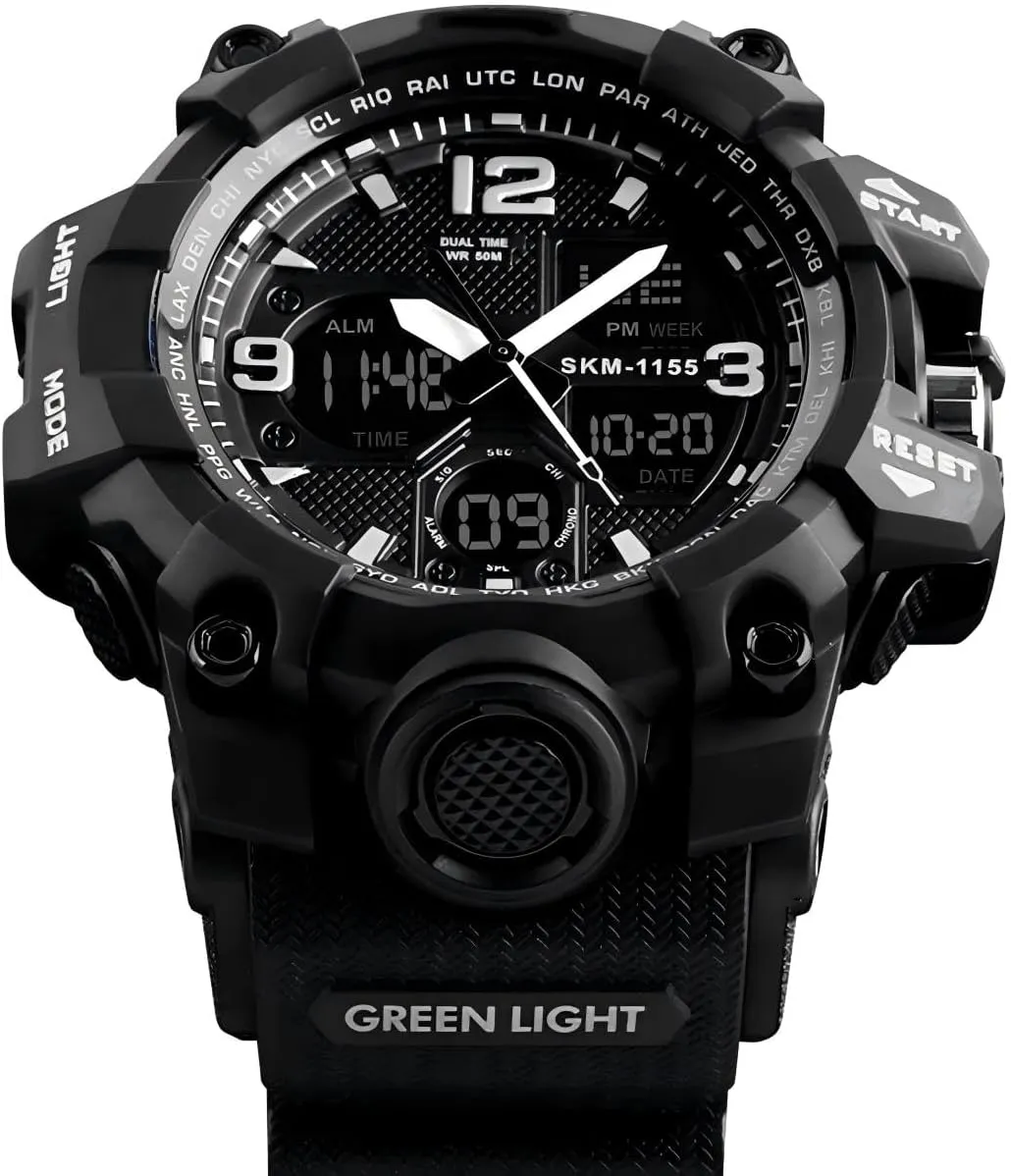 Watch, LED Military Digital Watch Electronic Stopwatch Large Dual Dial Time Outdoor Army Wrist Watch Tactical LYMFHCH Men's adrenaline October scholarly venture blacken Analog Sports 