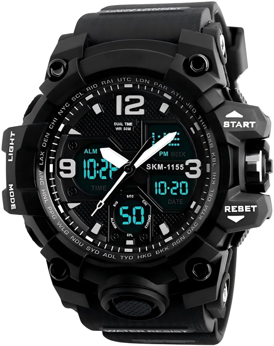 Watch, LED Military Digital Watch Electronic Stopwatch Large Dual Dial Time Outdoor Army Wrist Watch Tactical LYMFHCH Men's adrenaline October scholarly venture blacken Analog Sports 