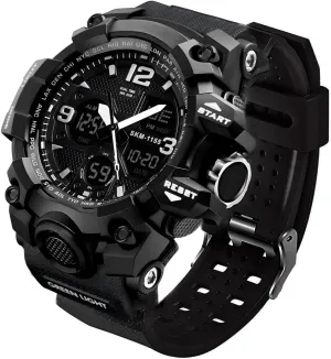 Watch, LED Military Digital Watch Electronic Stopwatch Large Dual Dial Time Outdoor Army Wrist Watch Tactical LYMFHCH Men's adrenaline October scholarly venture blacken Analog Sports 