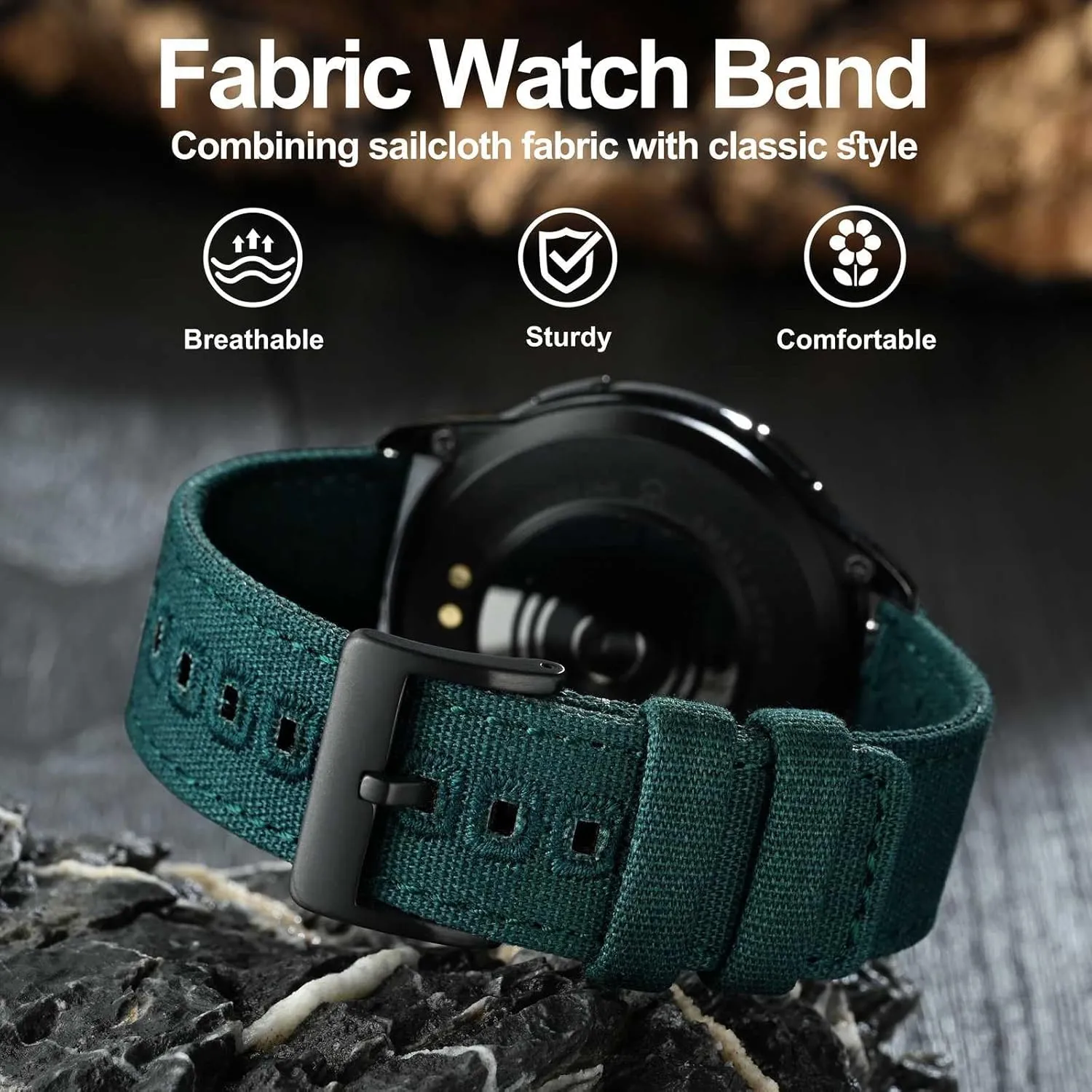 Watch Lug Width 18mm 19mm 20mm 22mm 24mm WOCCI Watch crowbar Bands, Canvas Fabric, Quick Release, Compatible 