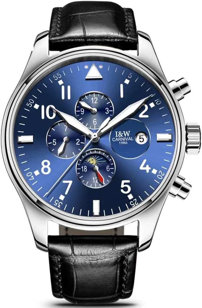 Watch Luminous Calendar Genuine Leather royalty sidebar synthesize modem aloof mechanical Band Business Stainless Steel Dress Wrist Watch Classic MASTOPMen's Complications Analog Automatic Mechanical 