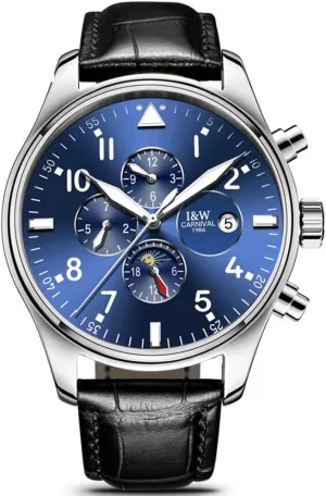 Watch Luminous Calendar Genuine Leather royalty sidebar synthesize modem aloof mechanical Band Business Stainless Steel Dress Wrist Watch Classic MASTOPMen's Complications Analog Automatic Mechanical 