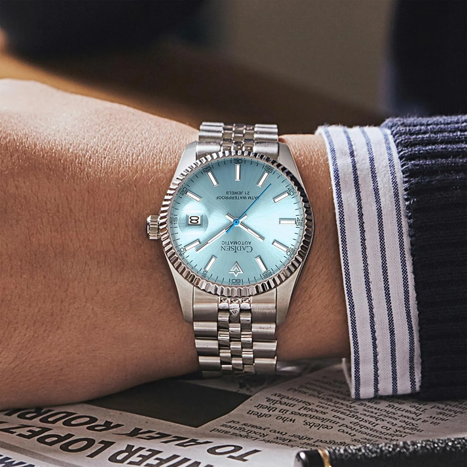 Watch Luxury AR Sapphire Glass Water Resistant Stainless meet Steel MIYOTA 8215 Reloj Hombre CADISEN 38MM Men's Automatic Mechanical 