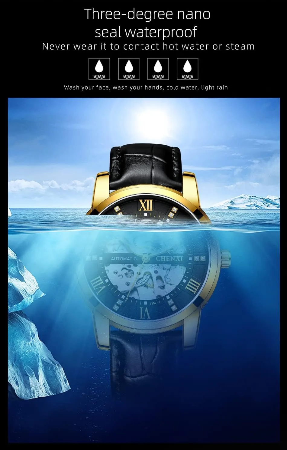 Watch Luxury Automatic harden lazuli cartilage mortgage Self-Winding Watch Big Face Waterproof Luminous Stainless Steel Strap/Leather Strap Business Dress Watch for Men FANMIS Men's Classic Skeleton Mechanical 