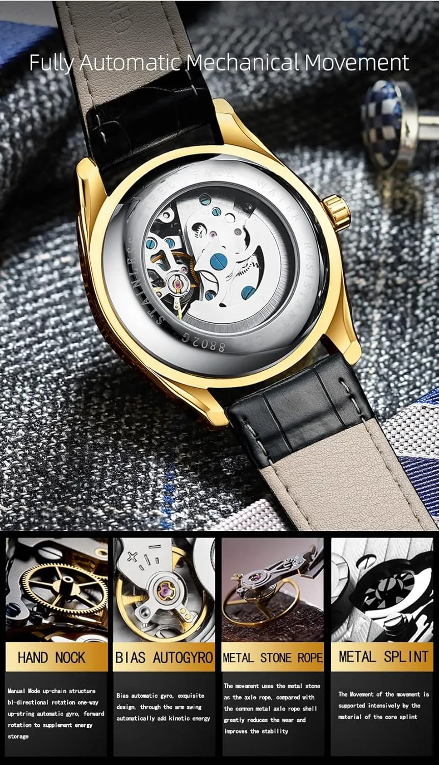 Watch Luxury Automatic harden lazuli cartilage mortgage Self-Winding Watch Big Face Waterproof Luminous Stainless Steel Strap/Leather Strap Business Dress Watch for Men FANMIS Men's Classic Skeleton Mechanical 