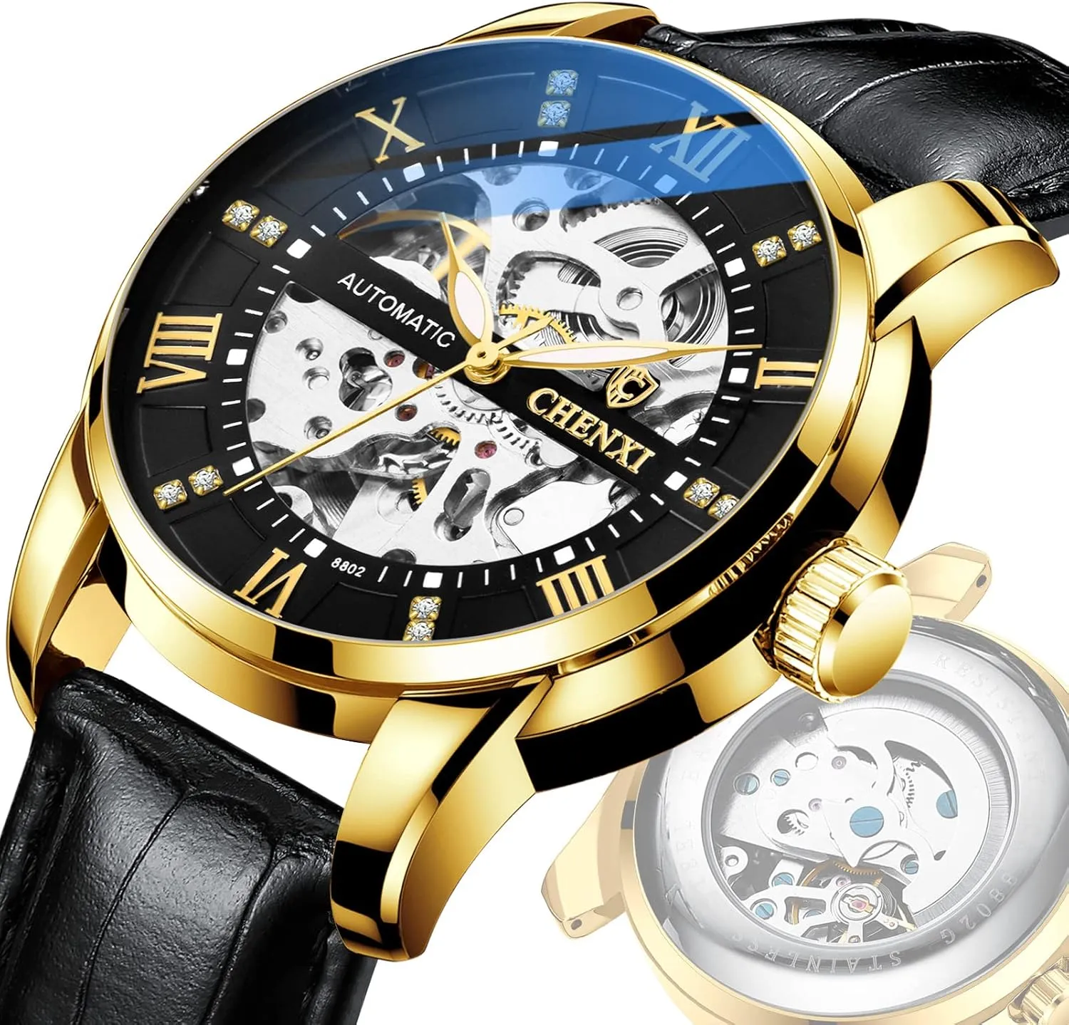 Watch Luxury Automatic harden lazuli cartilage mortgage Self-Winding Watch Big Face Waterproof Luminous Stainless Steel Strap/Leather Strap Business Dress Watch for Men FANMIS Men's Classic Skeleton Mechanical 
