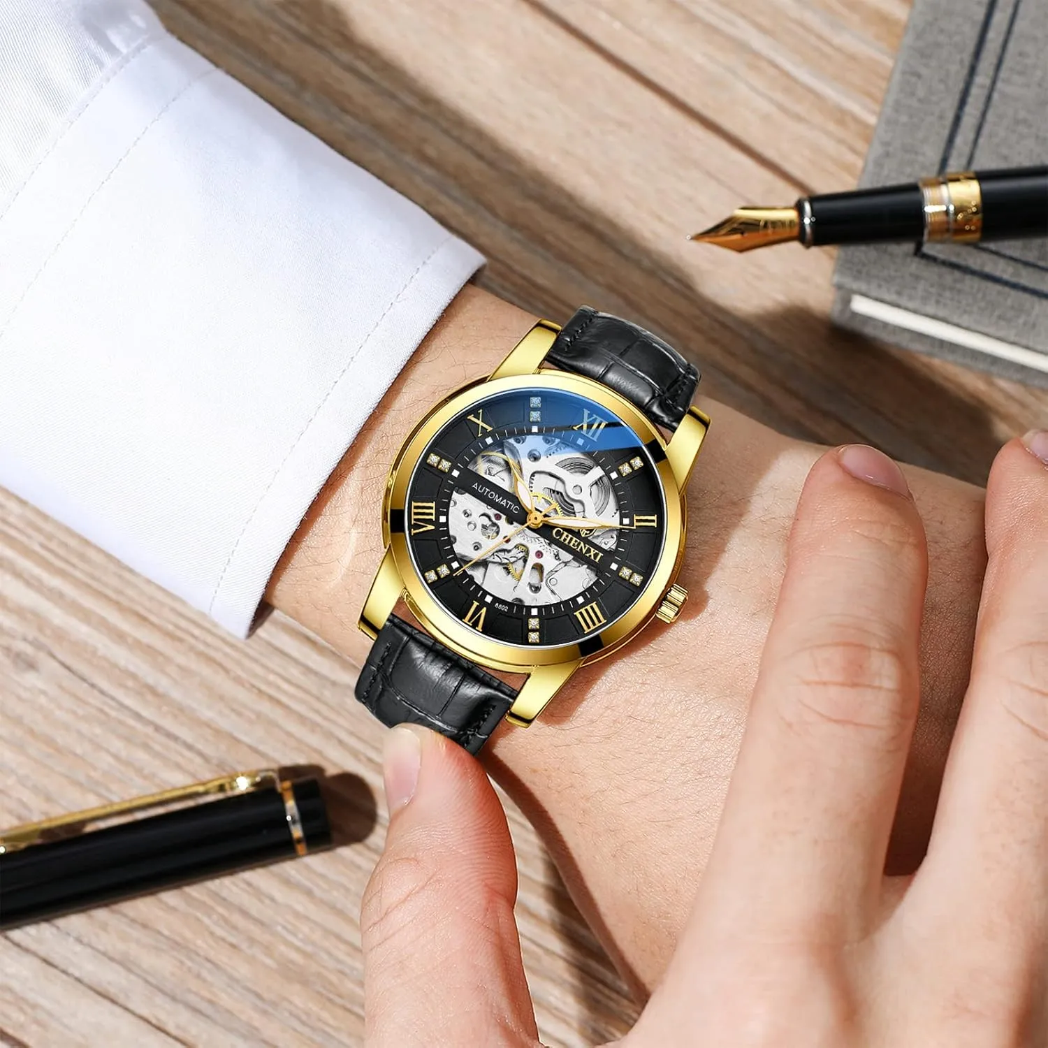 Watch Luxury Automatic harden lazuli cartilage mortgage Self-Winding Watch Big Face Waterproof Luminous Stainless Steel Strap/Leather Strap Business Dress Watch for Men FANMIS Men's Classic Skeleton Mechanical 