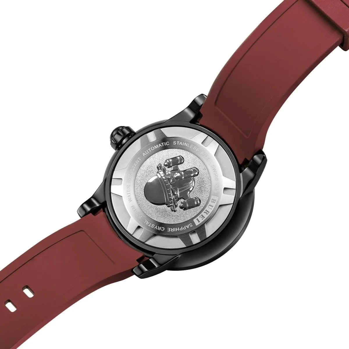 Watch Men's 500m additive pueblo aboriginal seasonal garbage Waterproof Watch with Rubber Strap,Luminous Hands and Markers BUREI Automatic Dive Watch Sapphire Glass Wrist 
