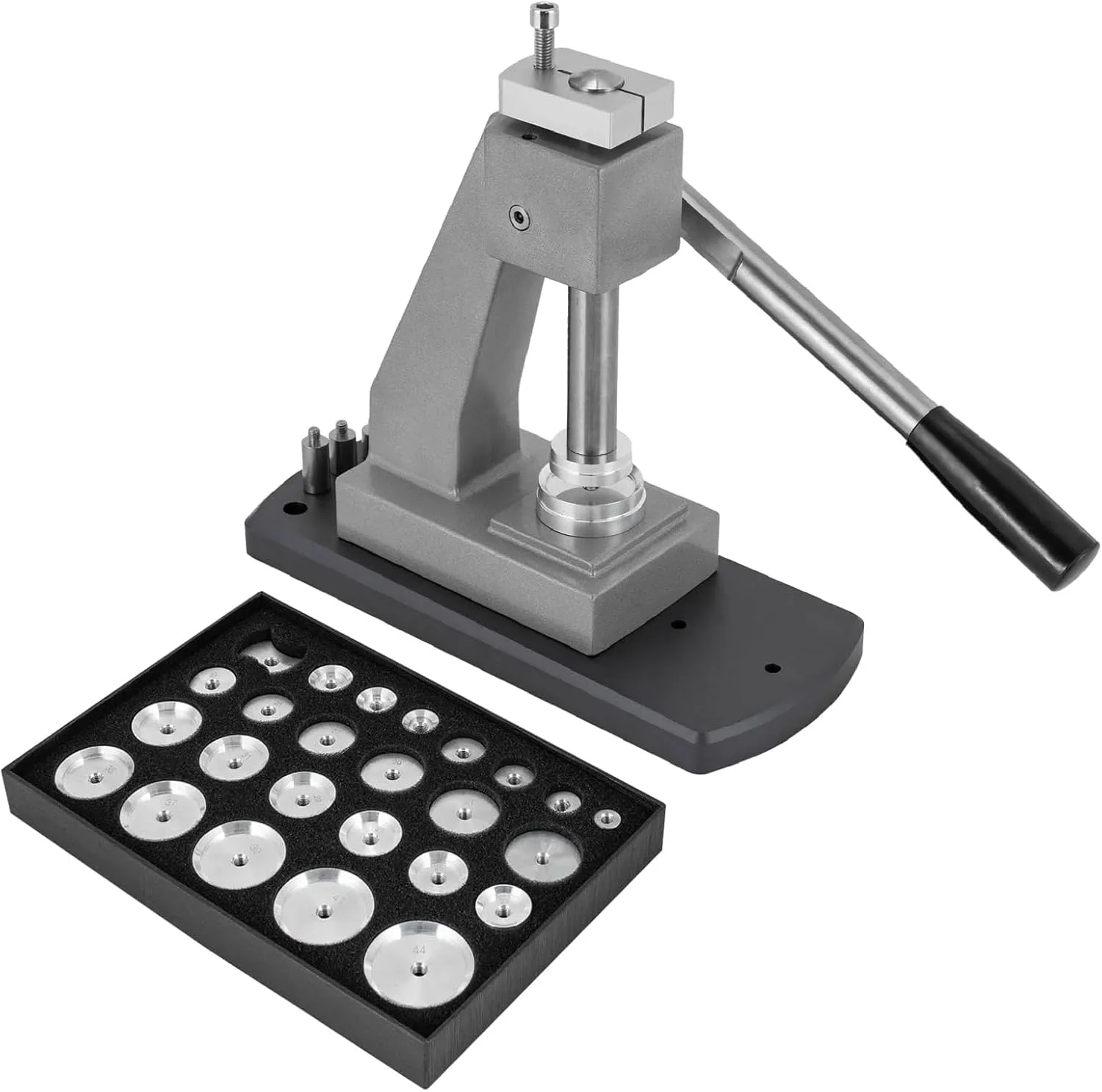 Watch Press Back Cover Closer, for Repair Shops Watch Press Tool Set, Professional extremity Watch Press Machine with 25 Aluminum Alloy Dies, Height Adjustable Watch Repairing Tool, 