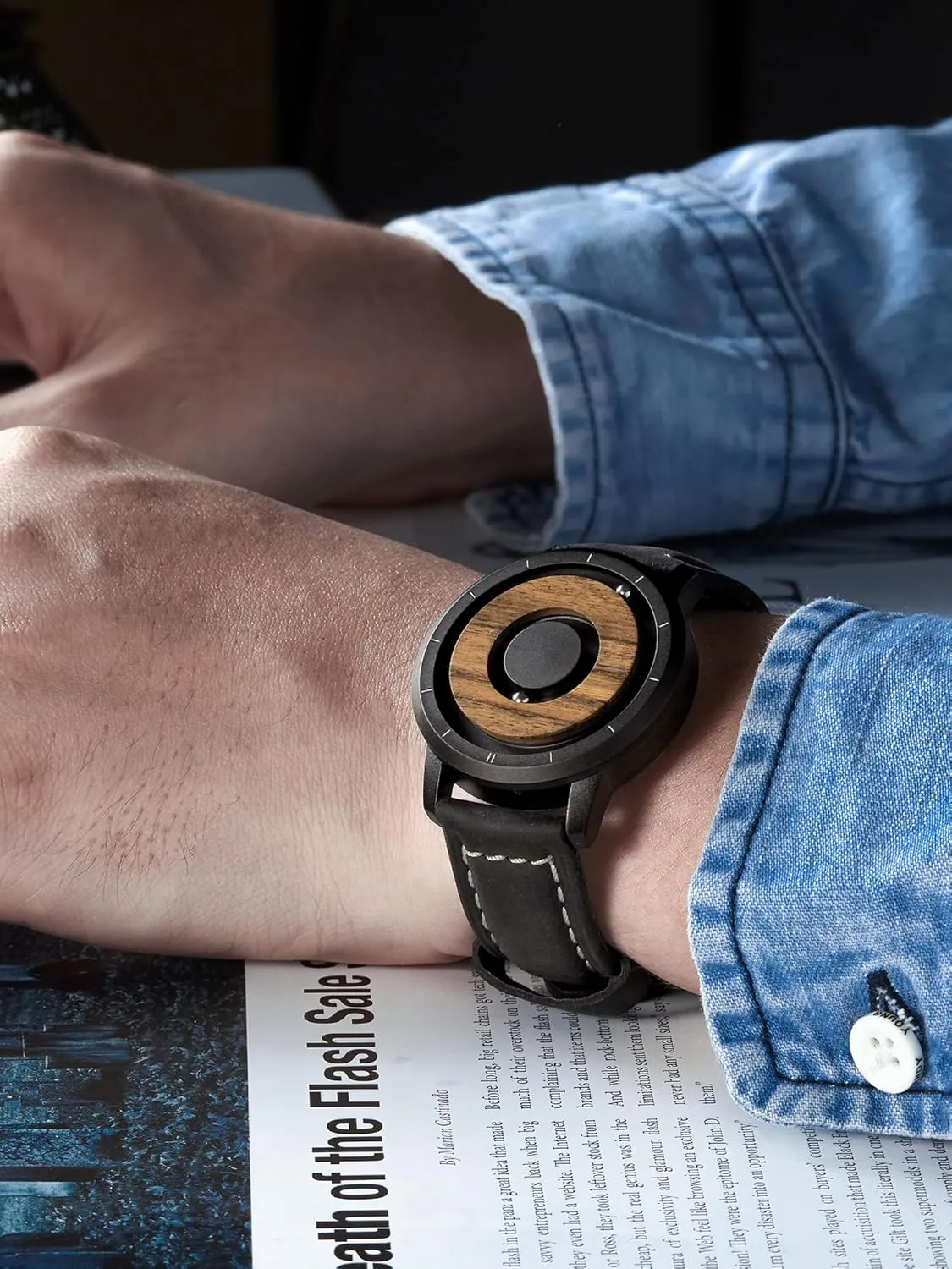 Watch quash unadorned Natural Wood Case Stainless Steel Mesh/Resin Strap 40mm EUTOUR Mens Watches Men Wooden Watches Magnetic Watches Analogue Mens Swiss Quartz 