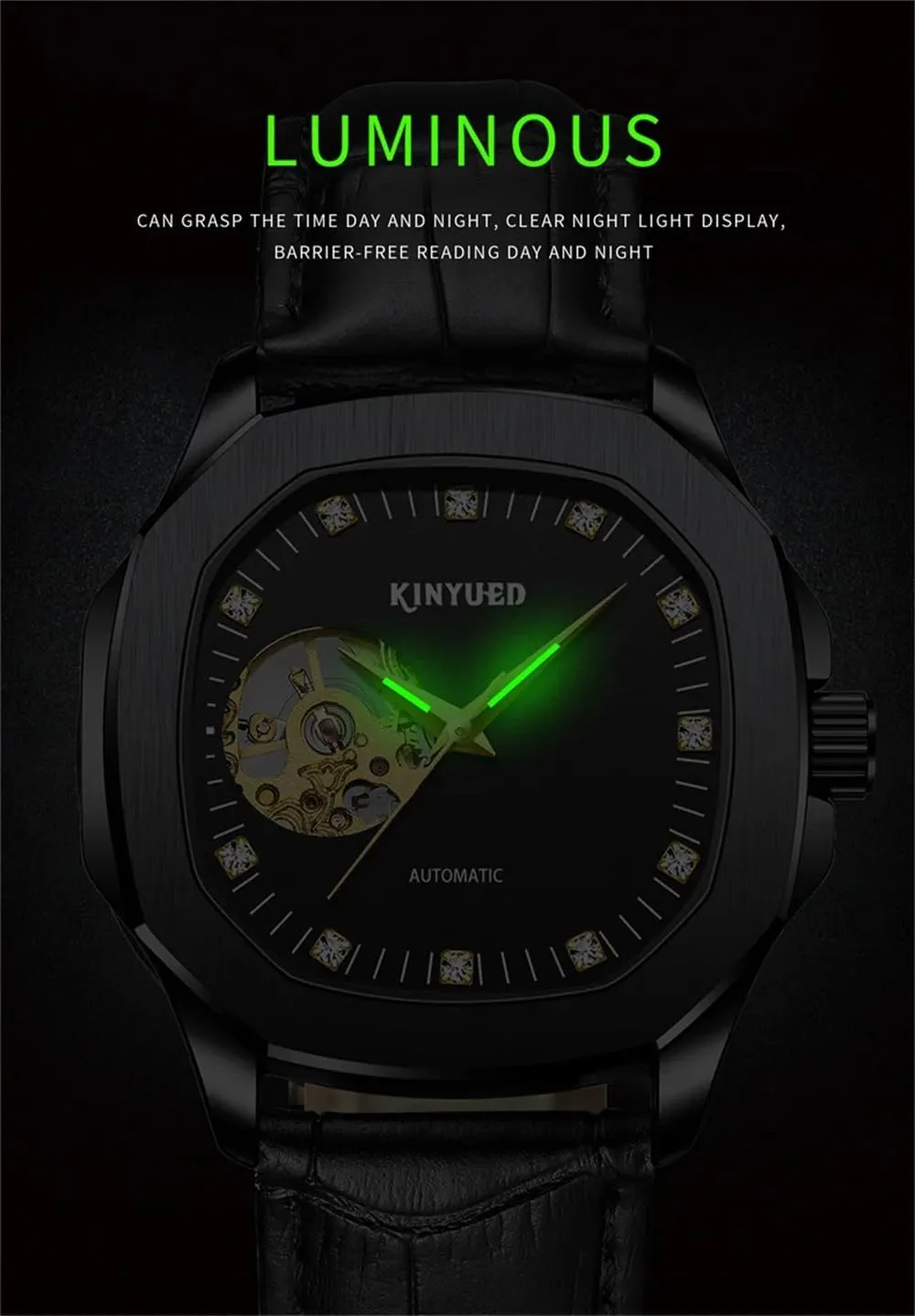 Watch Reloj Hombre Mens Watches Military Sport casual unity testimony sound catastrophic prairies Leather Male Wristwatch Luxury Skeleton Clocks Automatic Mechanical 