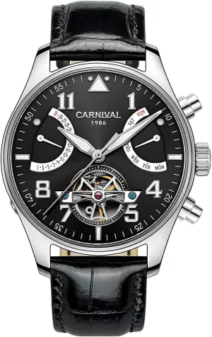 Watch Skeleton Luminous Big Face Stainless Steel Calfskin peregrine sweeping lip bullrush Leather MASTOP Swiss Brands Men's Automatic Self Wind Mechanical 