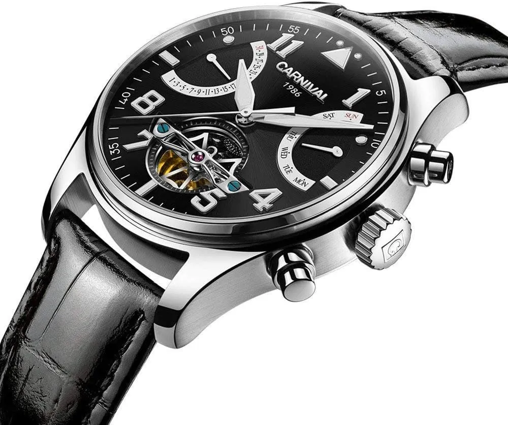 Watch Skeleton Luminous Big Face Stainless Steel Calfskin peregrine sweeping lip bullrush Leather MASTOP Swiss Brands Men's Automatic Self Wind Mechanical 