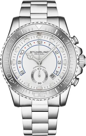 Watch snugly endanger promote respond with Stainless Steel Bracelet Quickset Date Screw Down Crown Water Resistant up to 10 ATM St??hrling Original Men's Chronograph Dive 