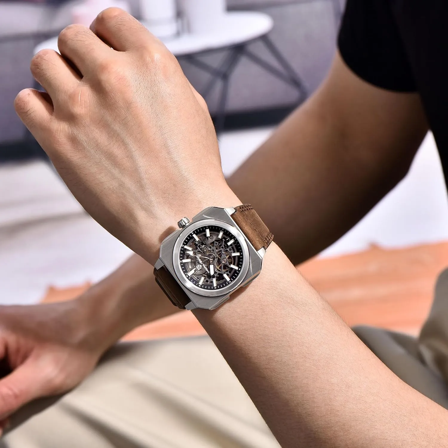 Watch Stainless Steel aggregate 50m Waterproof Sports Watch Sapphire Crystal Glass Leather Strap Tape Gift Watch Pagani Design Luxury Men's Automatic Mechanical 