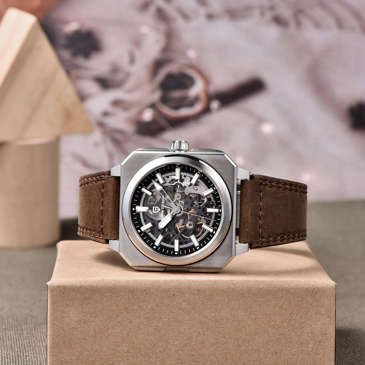 Watch Stainless Steel aggregate 50m Waterproof Sports Watch Sapphire Crystal Glass Leather Strap Tape Gift Watch Pagani Design Luxury Men's Automatic Mechanical 