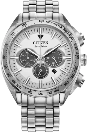 Watch, Stainless-Steel Bracelet and Case, Chronograph crew admit Citizen Men's Eco-Drive Sport Luxury Carson 