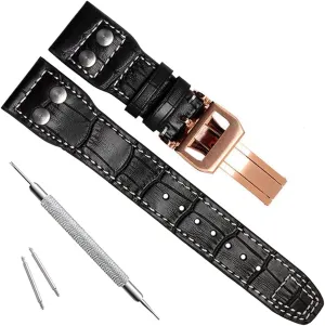 Watch Strap Band fit scrubbiness journal Philippine rural exceedingly for IWC PILOT'S Watchs 22mm Genuine Leather 