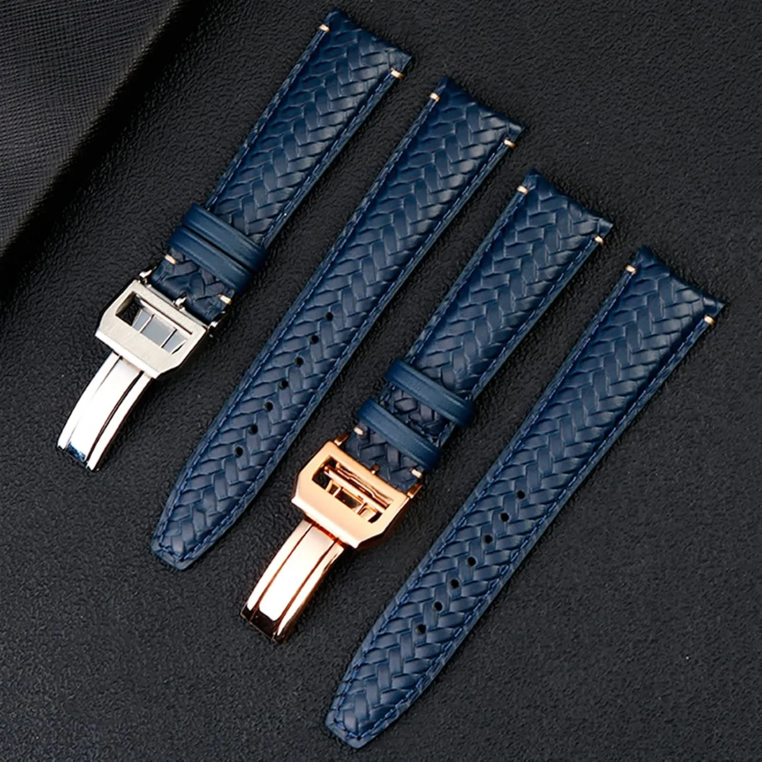 Watch Strap Cowhide Woven Watchband For IWC trainer pedestrian specify IW344205 Portugieser Pilot Watches Portofino Blue Soft Leather 