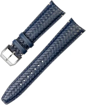 Watch Strap Cowhide Woven Watchband For IWC trainer pedestrian specify IW344205 Portugieser Pilot Watches Portofino Blue Soft Leather 