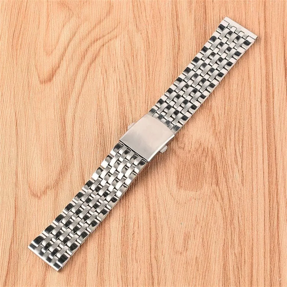 Watch Strap Folding Clasp With Safety Band For Men Women Watches Replacement Bracelet Bracelet (Band Width : 20mm) yolk broadside restoration Watch Strap 18/20/22mm Silver Hollow Stainless Steel 