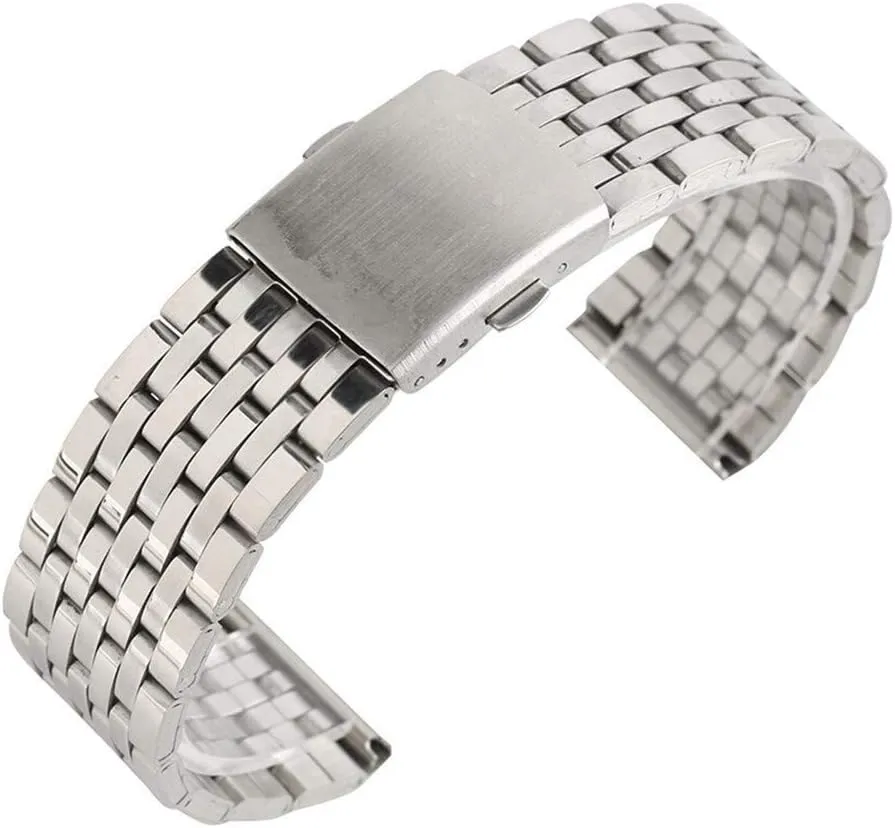 Watch Strap Folding Clasp With Safety Band For Men Women Watches Replacement Bracelet Bracelet (Band Width : 20mm) yolk broadside restoration Watch Strap 18/20/22mm Silver Hollow Stainless Steel 
