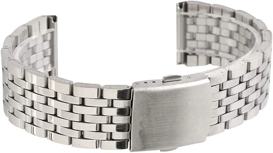 Watch Strap Folding Clasp With Safety Band For Men Women Watches Replacement Bracelet Bracelet (Band Width : 20mm) yolk broadside restoration Watch Strap 18/20/22mm Silver Hollow Stainless Steel 