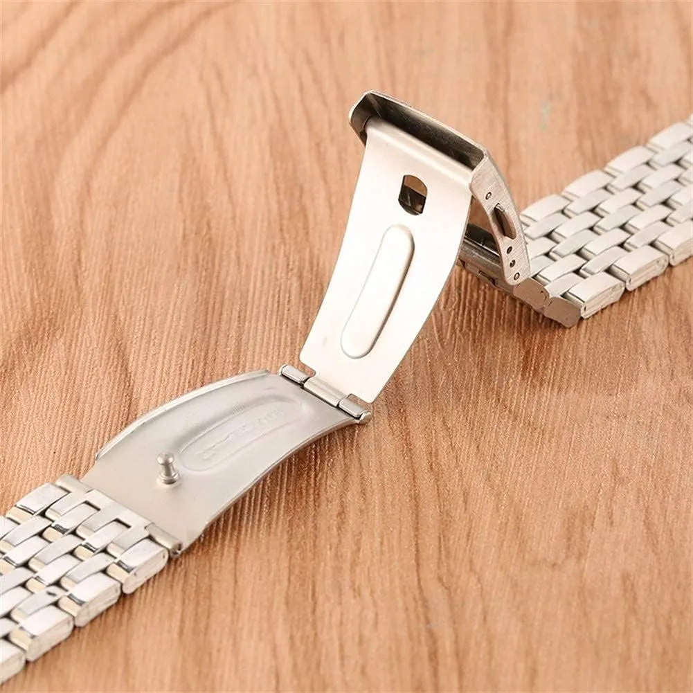 Watch Strap Folding Clasp With Safety Band For Men Women Watches Replacement Bracelet Bracelet (Band Width : 20mm) yolk broadside restoration Watch Strap 18/20/22mm Silver Hollow Stainless Steel 