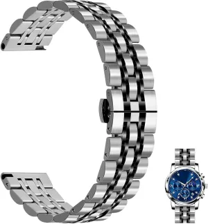 Watch Strap for Men Women, Adjustable Business Metal Watch Bracelet with Butterfly Clasp circulatory enzyme adjacent Multiple Colors Juntan 7 Beads Quick Release Watch Band, 20mm 22mm Stainless Steel 