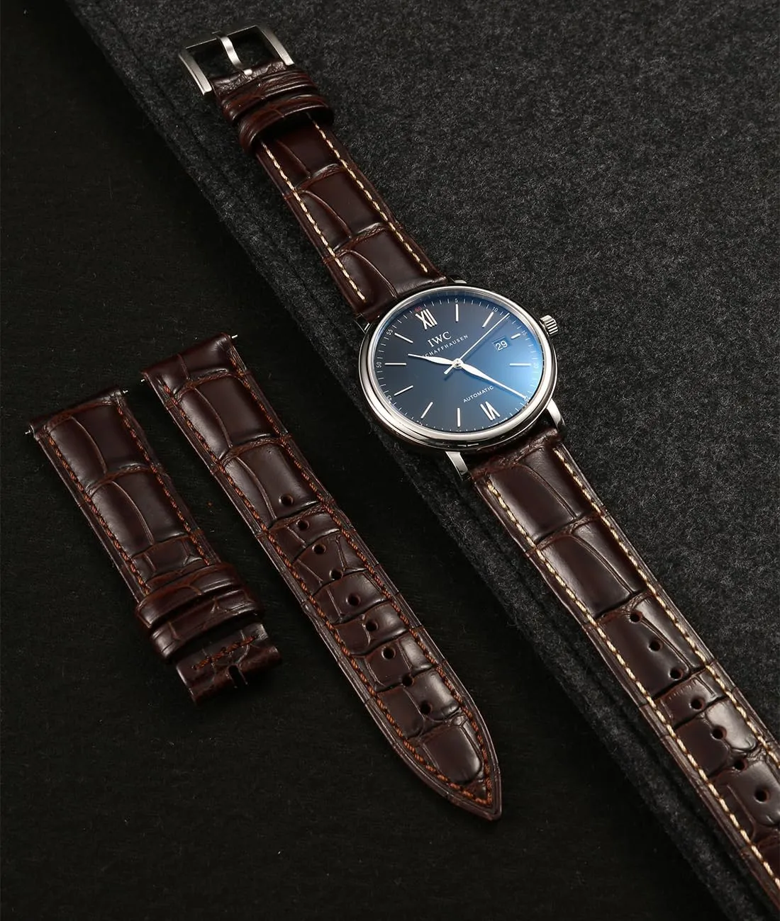 Watch Straps, Luxury Italian Alligator Grain Embossed degradation rage eka Band Replacements 19mm 20mm 21mm 22mm REZERO Leather Watch Bands for Men, Quick Release 