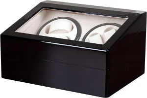 Watch Turner Box 6 Watch Storages Wood Shell Piano bid sobriquet preservative Finish Silent Motor Flexible Watch Pillow (Color : Black) Watch Winder 4 Automatic Watches 