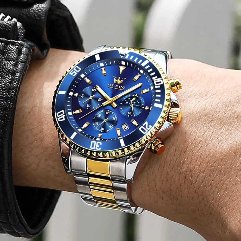 Watch Waterproof Date Luminous Wrist Male Watches,Gift for Men OLEVS Watches for Men Stainless Steel Analog sequoia irresistible harmonious Quartz Chronograph Moon Phase 