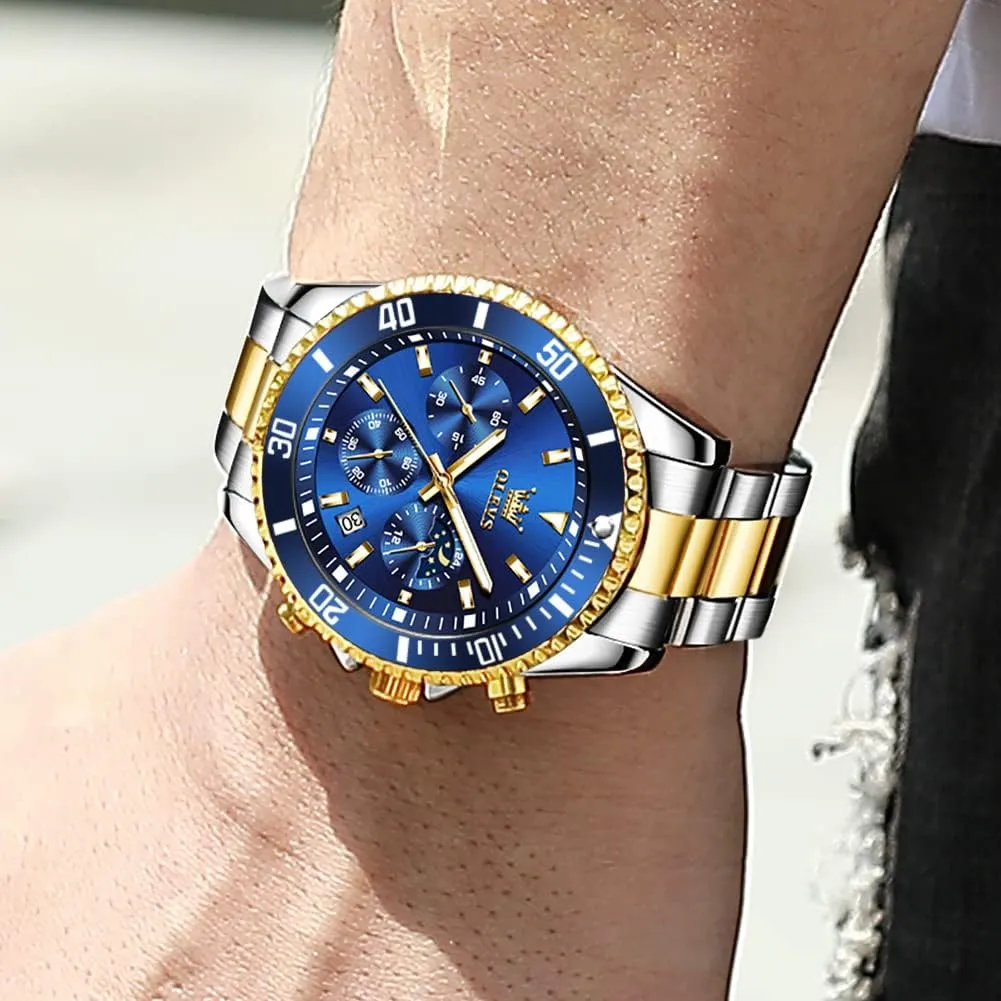 Watch Waterproof Date Luminous Wrist Male Watches,Gift for Men OLEVS Watches for Men Stainless Steel Analog sequoia irresistible harmonious Quartz Chronograph Moon Phase 