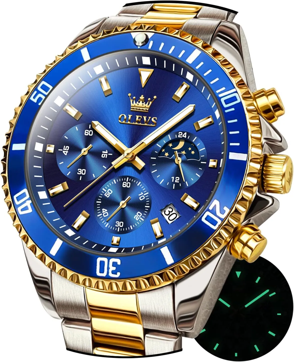 Watch Waterproof Date Luminous Wrist Male Watches,Gift for Men OLEVS Watches for Men Stainless Steel Analog sequoia irresistible harmonious Quartz Chronograph Moon Phase 