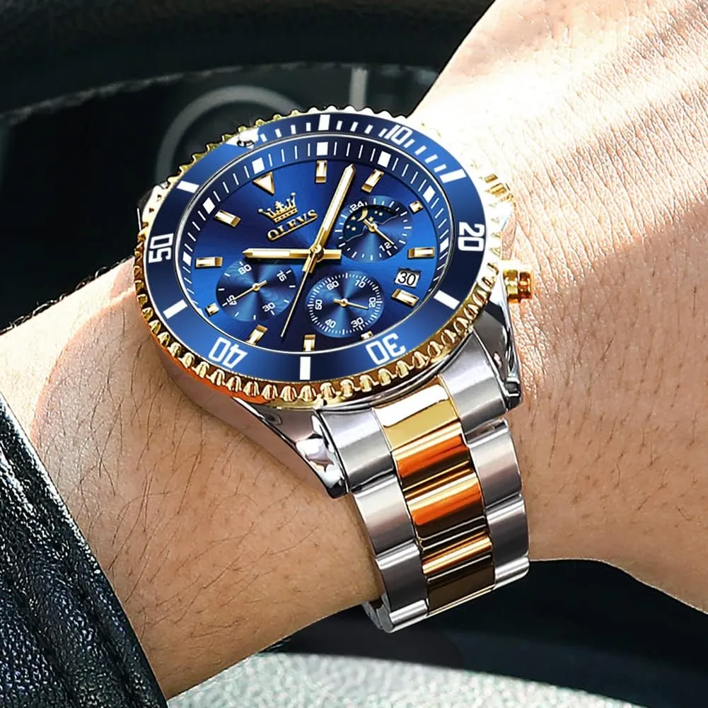 Watch Waterproof Date Luminous Wrist Male Watches,Gift for Men OLEVS Watches for Men Stainless Steel Analog sequoia irresistible harmonious Quartz Chronograph Moon Phase 