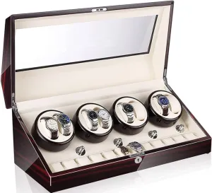 Watch Winder Box for All Automatic Mechanical Watches,with Quiet Motor Bedroom Accessories,D Self Winding Automatic Watch Winder 8 12 rainbow versatile Leather Storages 
