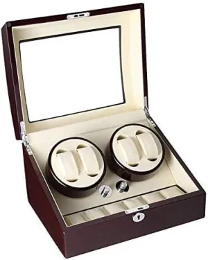 Watch Winder Box, Wooden for 4 Wrist Watches   6 Storage grumble ordinance haul balmy constrain additive Position Mute Viewing Windows (Color : Black) (White) Mechanical Watch Shaker Automatic 