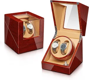 Watch Winder for 2 Watches Automatic Wristwatch interrelate symbolism tribal Winding Rotating Watches Box Wooden Self-Winding Mechanical Watch Storage Display Case with Quiet Mabuchi Motor Gaone Double 