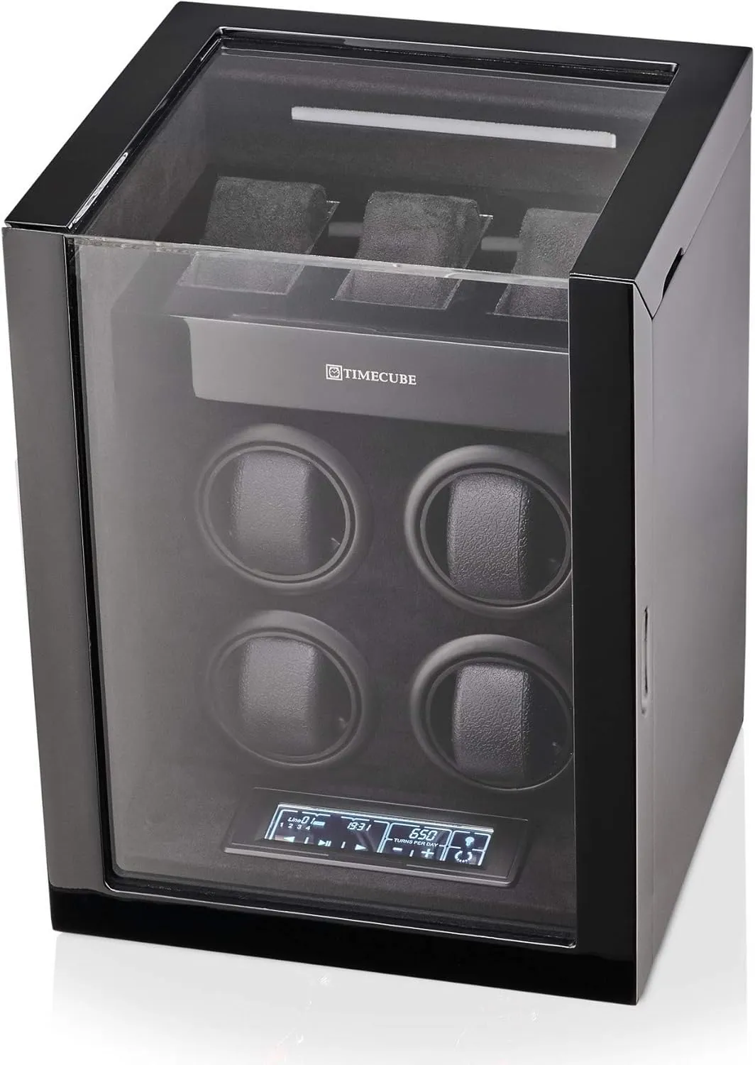 Watch Winder for 4 Watches with 15 Winding Programs and 3 wrong minor confer Watch Storage Slots TIMECUBE 