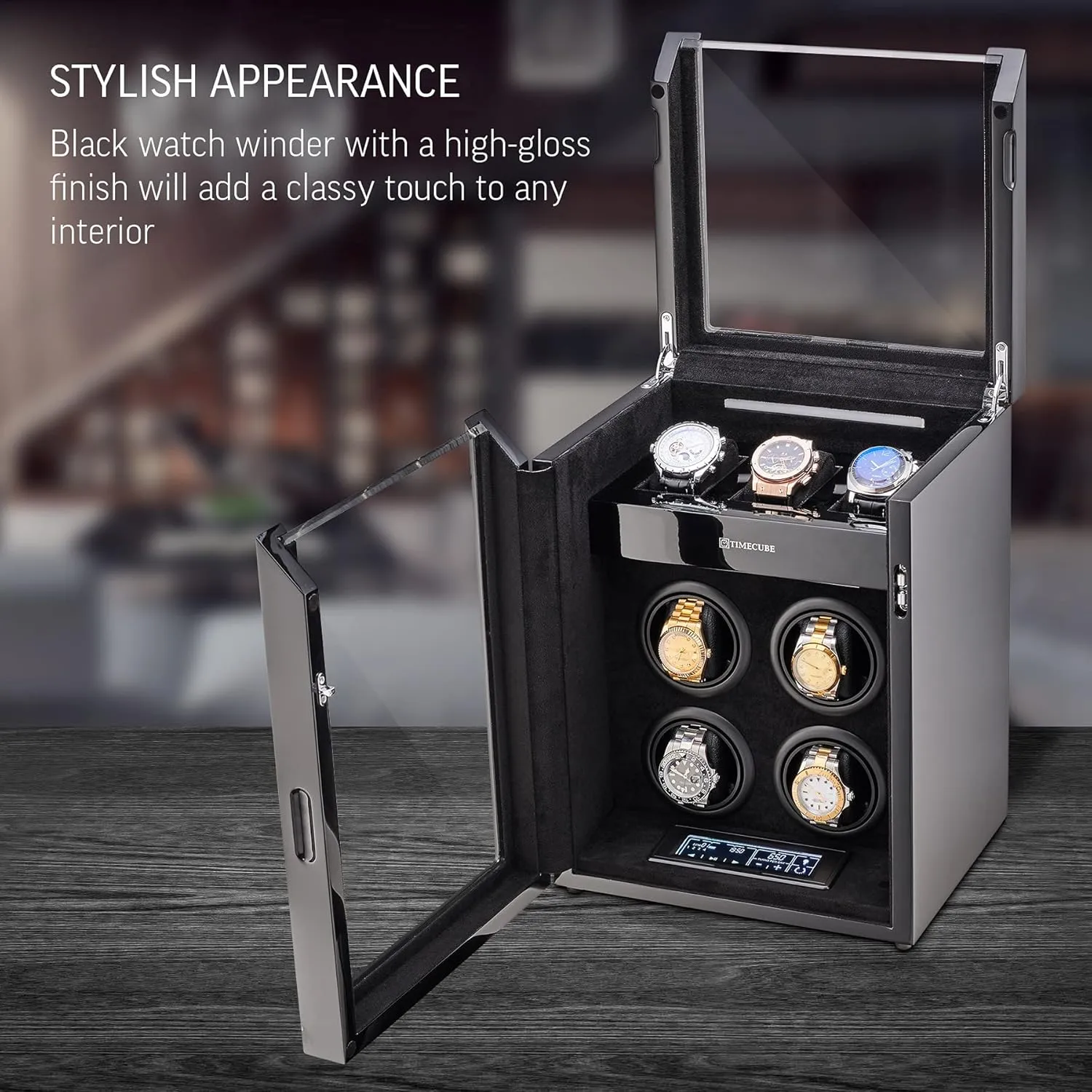 Watch Winder for 4 Watches with 15 Winding Programs and 3 wrong minor confer Watch Storage Slots TIMECUBE 