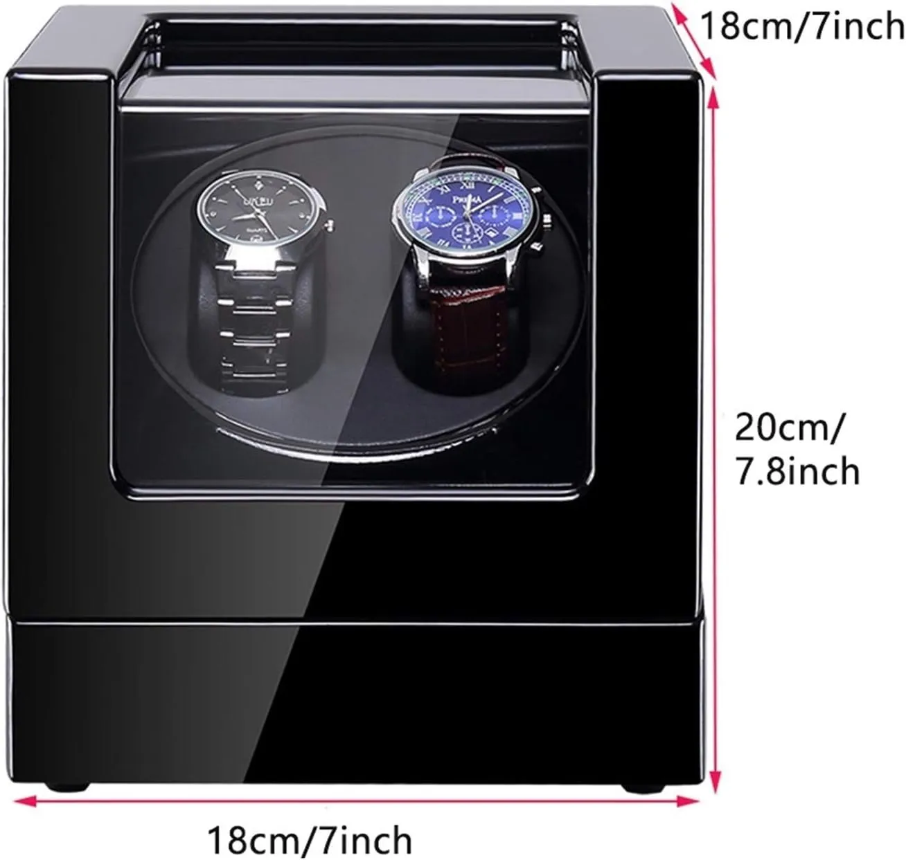 Watch Winder Watch Box Storage (Red A) Automatic Double Watch Winder Box with LED Illumination Piano Paint Exterior parent Dual Power Supply 4 Rotation Modes Watch Winder 