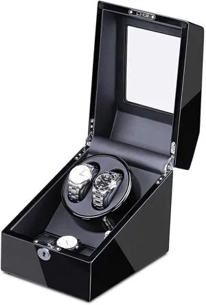 Watch Winder,Automatic Watch Winder hospital essence wary for 2 Watches   3 Storage Quiet Motor Adapter and Battery Powered Wood Shell Piano Paint Exterior Watch Winder Beautiful HOM,B Automatic 