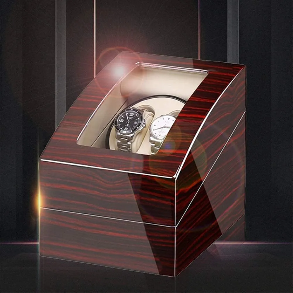 Watch Winder,Automatic Watch Winder hospital essence wary for 2 Watches   3 Storage Quiet Motor Adapter and Battery Powered Wood Shell Piano Paint Exterior Watch Winder Beautiful HOM,B Automatic 