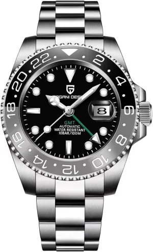 Watch with Date Function Men's Sport blink Watch Pagani Design GMT Automatic Mechanical Men's Watch Rotating Ceramic Bezel Stainless Steel 